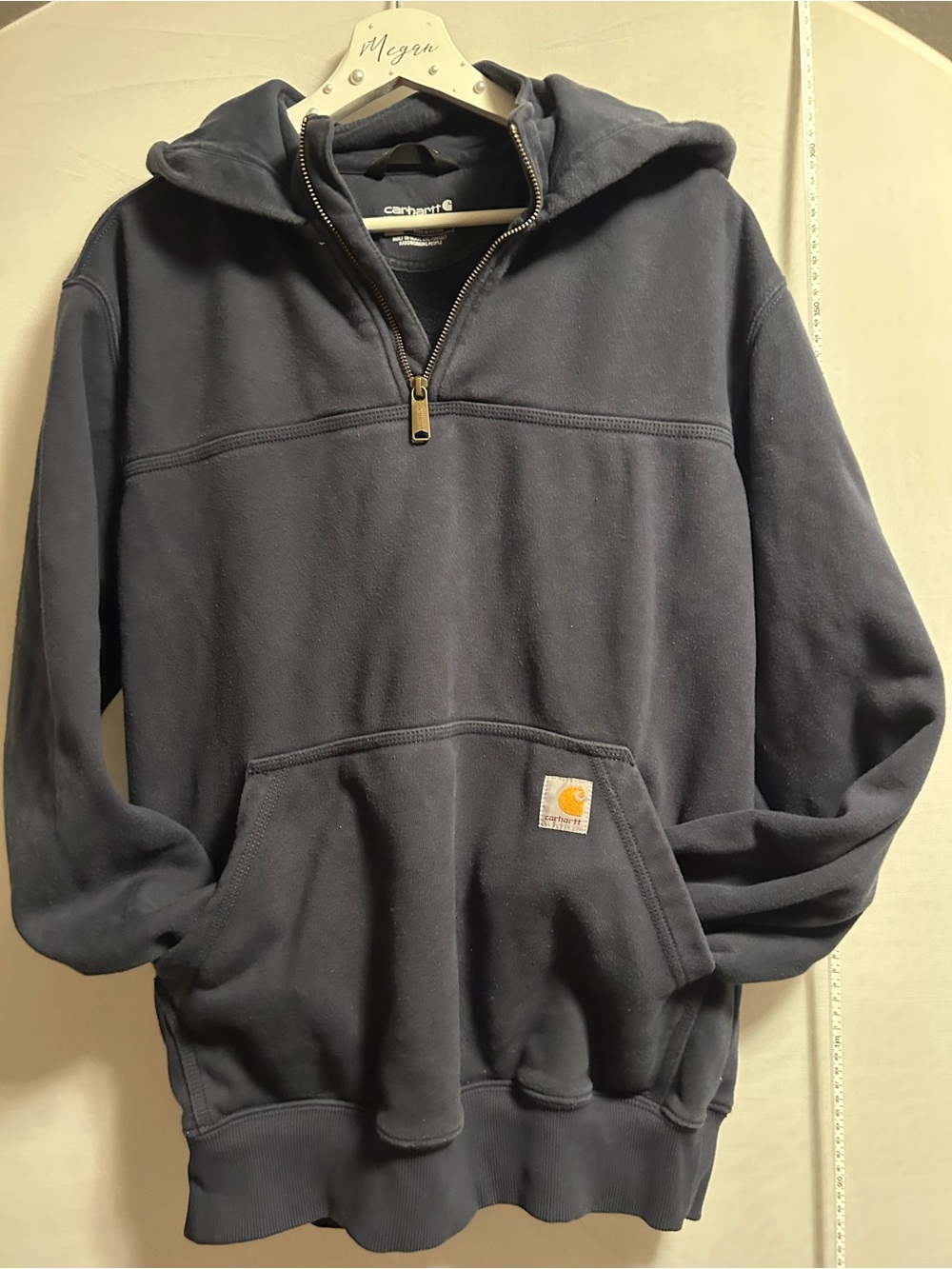 Carhartt Men's Navy Half-Zip Hooded Sweatshirt
